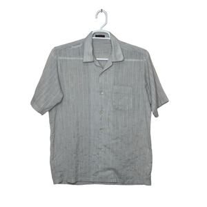 Yamaki Swan silver stripe lightweight short sleeves buttoned shirt size Large